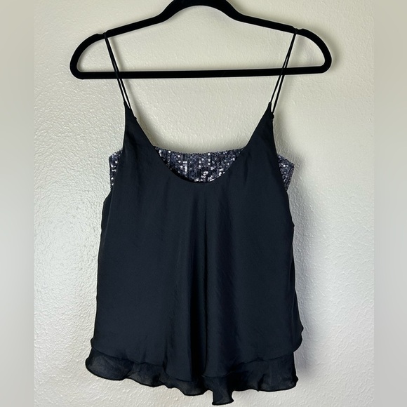 Free People Turn It On Beaded Sparkly Cami Top Black - Picture 2 of 5